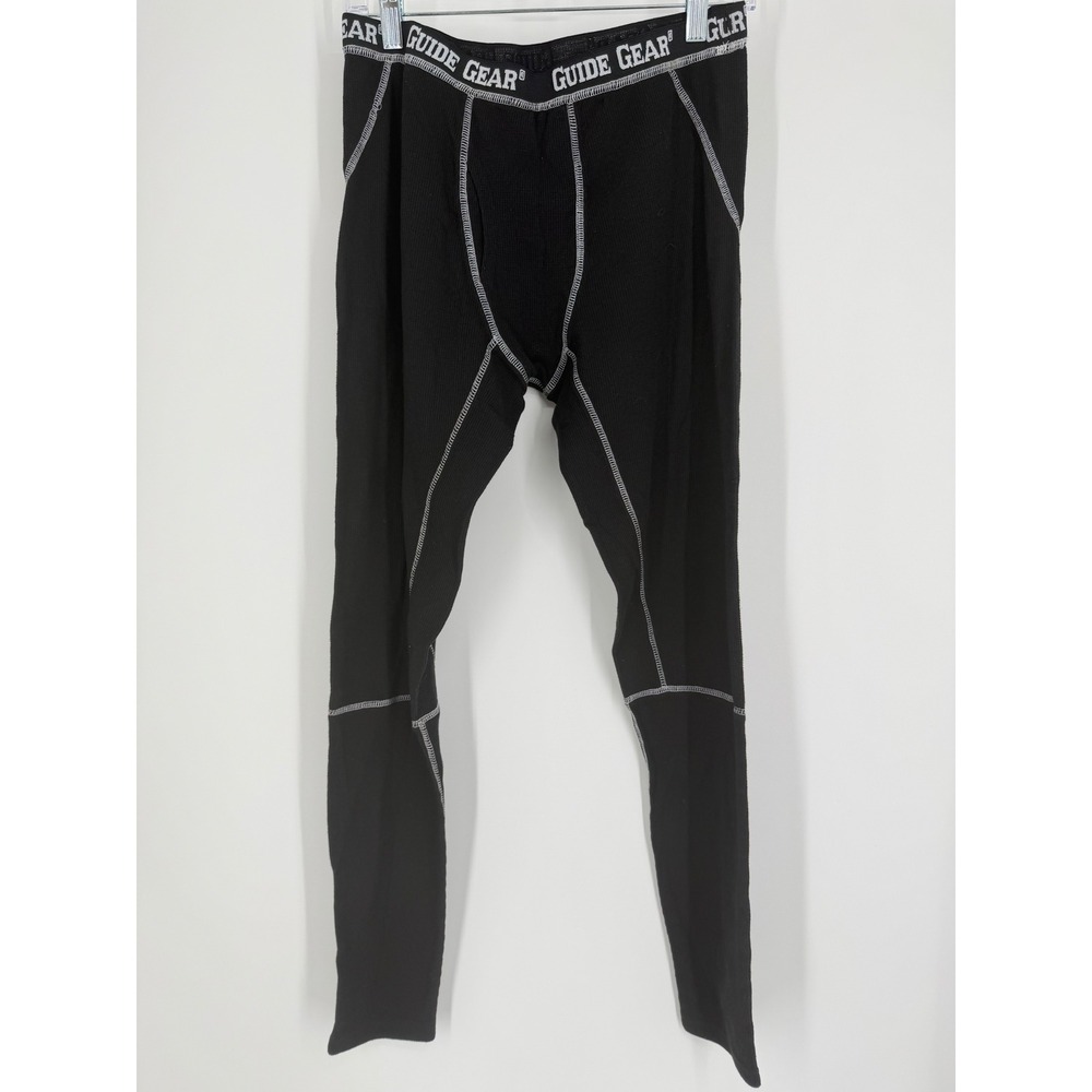 Guide Gear Mens Thermal Leggings Medium Black Base Layer Waffle Knit Outdoor